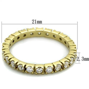 TK45202G - IP Gold(Ion Plating) Stainless Steel Ring with AAA Grade CZ  in Clear