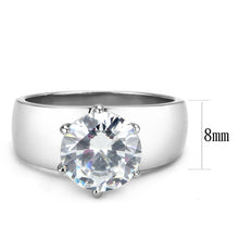 Load image into Gallery viewer, TK52004 - High polished (no plating) Stainless Steel Ring with AAA Grade CZ  in Clear