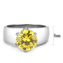 Load image into Gallery viewer, TK52011 - High polished (no plating) Stainless Steel Ring with AAA Grade CZ  in Topaz