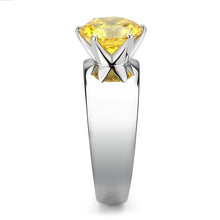 Load image into Gallery viewer, TK52011 - High polished (no plating) Stainless Steel Ring with AAA Grade CZ  in Topaz