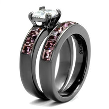 Load image into Gallery viewer, TK61206LJ - IP Light Black  (IP Gun) Stainless Steel Ring with AAA Grade CZ  in Clear
