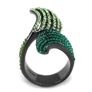 TK691LJ - IP Light Black  (IP Gun) Stainless Steel Ring with Top Grade Crystal  in Multi Color