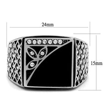 Load image into Gallery viewer, TK711 - High polished (no plating) Stainless Steel Ring with Top Grade Crystal  in Clear