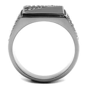 TK711 - High polished (no plating) Stainless Steel Ring with Top Grade Crystal  in Clear