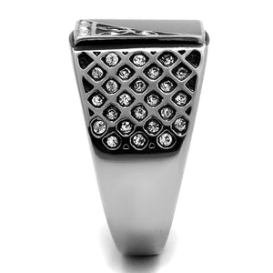 TK711 - High polished (no plating) Stainless Steel Ring with Top Grade Crystal  in Clear