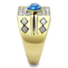 Load image into Gallery viewer, TK752 - Two-Tone IP Gold (Ion Plating) Stainless Steel Ring with Top Grade Crystal  in Montana