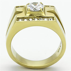 TK777 - IP Gold(Ion Plating) Stainless Steel Ring with AAA Grade CZ  in Clear