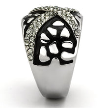 Load image into Gallery viewer, TK921 - High polished (no plating) Stainless Steel Ring with Top Grade Crystal  in Black Diamond