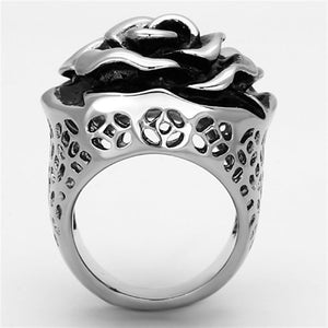 TK922 - High polished (no plating) Stainless Steel Ring with Epoxy  in Jet