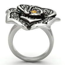 Load image into Gallery viewer, TK924 - High polished (no plating) Stainless Steel Ring with Top Grade Crystal  in Topaz