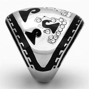 TK928 - High polished (no plating) Stainless Steel Ring with Top Grade Crystal  in Clear
