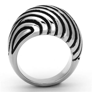 TK929 - High polished (no plating) Stainless Steel Ring with Epoxy  in Jet