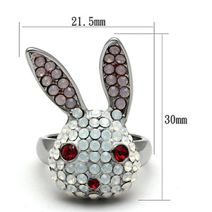 TK931 - High polished (no plating) Stainless Steel Ring with Top Grade Crystal  in Multi Color