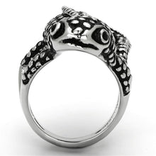 Load image into Gallery viewer, TK933 - High polished (no plating) Stainless Steel Ring with Top Grade Crystal  in Jet