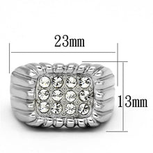 Load image into Gallery viewer, TK940 - High polished (no plating) Stainless Steel Ring with Top Grade Crystal  in Clear