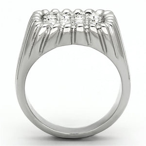 TK940 - High polished (no plating) Stainless Steel Ring with Top Grade Crystal  in Clear