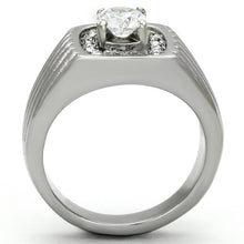 Load image into Gallery viewer, TK943 - High polished (no plating) Stainless Steel Ring with AAA Grade CZ  in Clear
