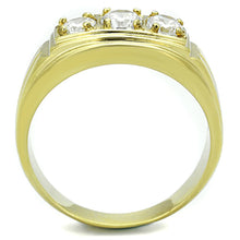 Load image into Gallery viewer, TK946G - IP Gold(Ion Plating) Stainless Steel Ring with AAA Grade CZ  in Clear