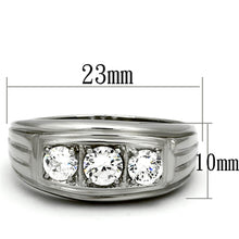 Load image into Gallery viewer, TK946 - High polished (no plating) Stainless Steel Ring with AAA Grade CZ  in Clear