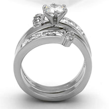 Load image into Gallery viewer, TK976 - High polished (no plating) Stainless Steel Ring with AAA Grade CZ  in Clear