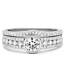 Load image into Gallery viewer, TS005 - Rhodium 925 Sterling Silver Ring with AAA Grade CZ  in Clear