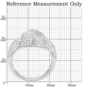 TS016 - Rhodium 925 Sterling Silver Ring with AAA Grade CZ  in Clear