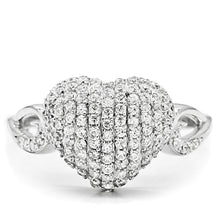 Load image into Gallery viewer, TS017 - Rhodium 925 Sterling Silver Ring with AAA Grade CZ  in Clear