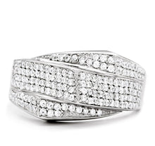 Load image into Gallery viewer, TS018 - Rhodium 925 Sterling Silver Ring with AAA Grade CZ  in Clear