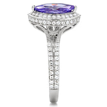 Load image into Gallery viewer, TS024 - Rhodium 925 Sterling Silver Ring with AAA Grade CZ  in Tanzanite