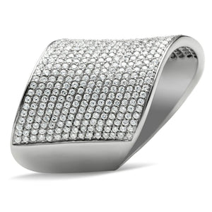 TS027 - Rhodium 925 Sterling Silver Ring with AAA Grade CZ  in Clear