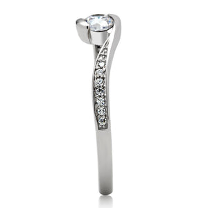 TS041 - Rhodium 925 Sterling Silver Ring with AAA Grade CZ  in Clear