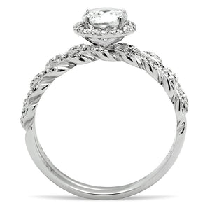 TS046 - Rhodium 925 Sterling Silver Ring with AAA Grade CZ  in Clear