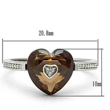Load image into Gallery viewer, TS051 - Rhodium 925 Sterling Silver Ring with AAA Grade CZ  in Brown