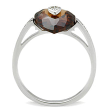 Load image into Gallery viewer, TS051 - Rhodium 925 Sterling Silver Ring with AAA Grade CZ  in Brown