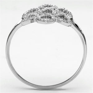 TS071 - Rhodium 925 Sterling Silver Ring with AAA Grade CZ  in Clear