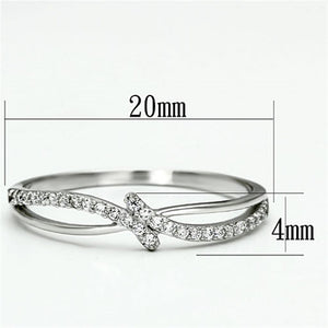 TS074 - Rhodium 925 Sterling Silver Ring with AAA Grade CZ  in Clear