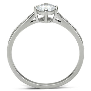 TS079 - Rhodium 925 Sterling Silver Ring with AAA Grade CZ  in Clear