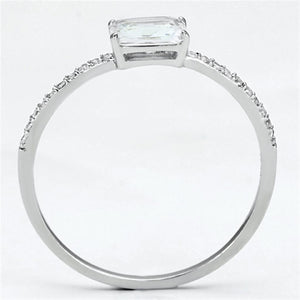 TS082 - Rhodium 925 Sterling Silver Ring with AAA Grade CZ  in Clear
