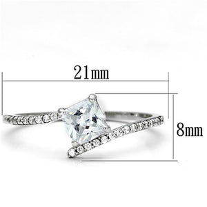 TS083 - Rhodium 925 Sterling Silver Ring with AAA Grade CZ  in Clear