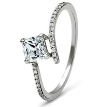 Load image into Gallery viewer, TS083 - Rhodium 925 Sterling Silver Ring with AAA Grade CZ  in Clear