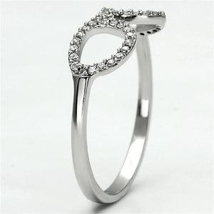 TS086 - Rhodium 925 Sterling Silver Ring with AAA Grade CZ  in Clear