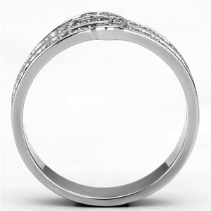 TS091 - Rhodium 925 Sterling Silver Ring with AAA Grade CZ  in Clear