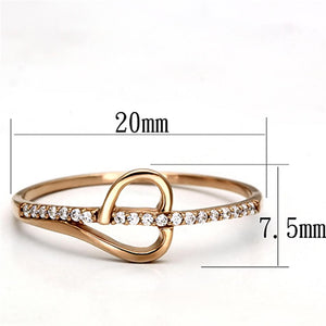 TS095 - Rose Gold 925 Sterling Silver Ring with AAA Grade CZ  in Clear
