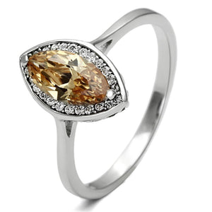 TS098 - Rhodium 925 Sterling Silver Ring with AAA Grade CZ  in Champagne