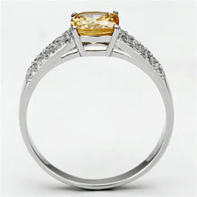 Load image into Gallery viewer, TS099 - Rhodium 925 Sterling Silver Ring with AAA Grade CZ  in Champagne