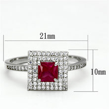 Load image into Gallery viewer, TS102 - Rhodium 925 Sterling Silver Ring with Synthetic Corundum in Ruby