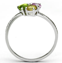 Load image into Gallery viewer, TS103 - Rhodium 925 Sterling Silver Ring with AAA Grade CZ  in Multi Color