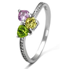 Load image into Gallery viewer, TS103 - Rhodium 925 Sterling Silver Ring with AAA Grade CZ  in Multi Color