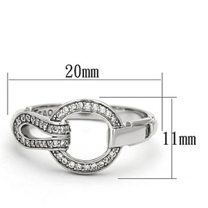 TS105 - Rhodium 925 Sterling Silver Ring with AAA Grade CZ  in Clear