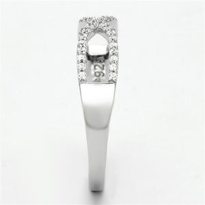 TS107 - Rhodium 925 Sterling Silver Ring with AAA Grade CZ  in Clear